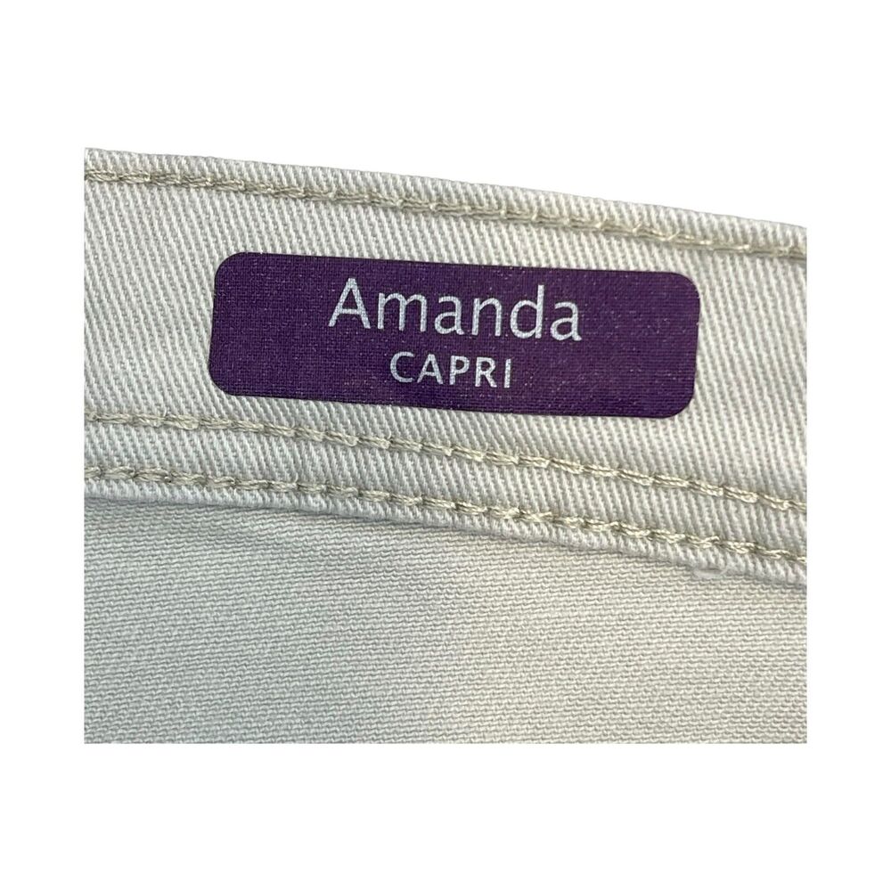 Gloria Vanderbilt Amanda Capri Jeans Womens 16 Ivory Cotton Stretch Belted Waist - Picture 7 of 8